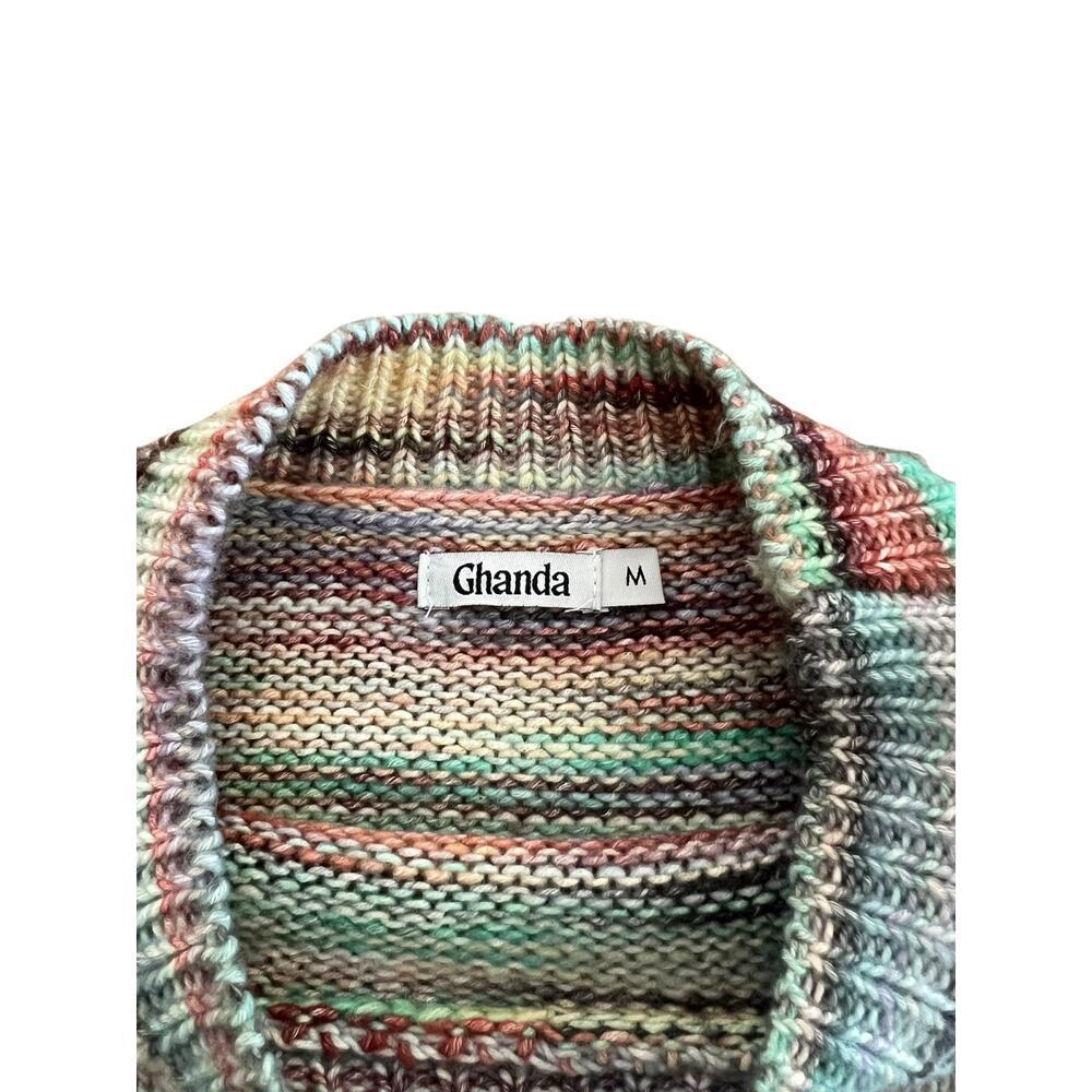 Ghanda Women's Northern Lights Melange Norway Knit High neck Sweater Size Medium - Picture 5 of 6